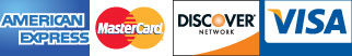 We accept American Express, MasterCard, Discover and VISA